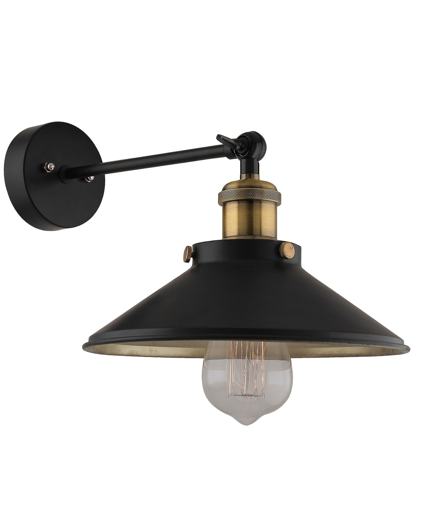 Edison Cone Shade Wall Lamp, Vintage Industrial Loft, E27 Holder, Decorative, Swing Wall Light