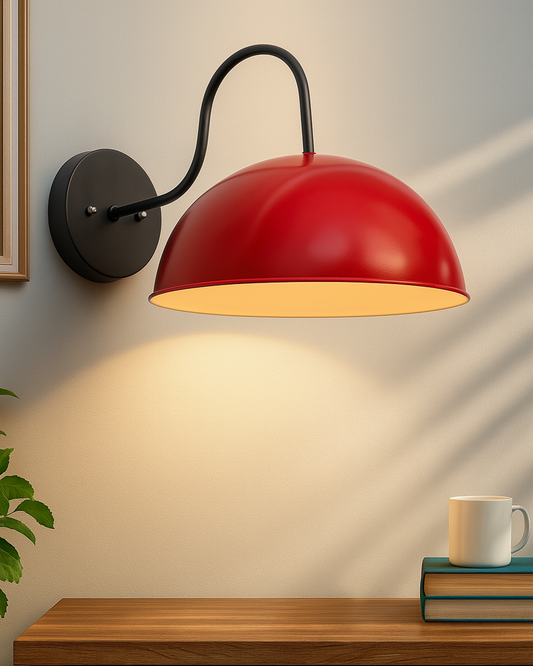 Metallic Pendant 10" Wall Sconce Gooseneck Retro Wall Light Fixtures for Bedroom Nightstand, Barn Warehouse