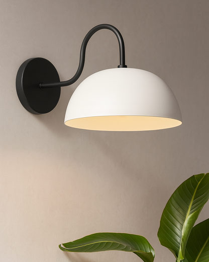 Metallic Pendant 10" Wall Sconce Gooseneck Retro Wall Light Fixtures for Bedroom Nightstand, Barn Warehouse
