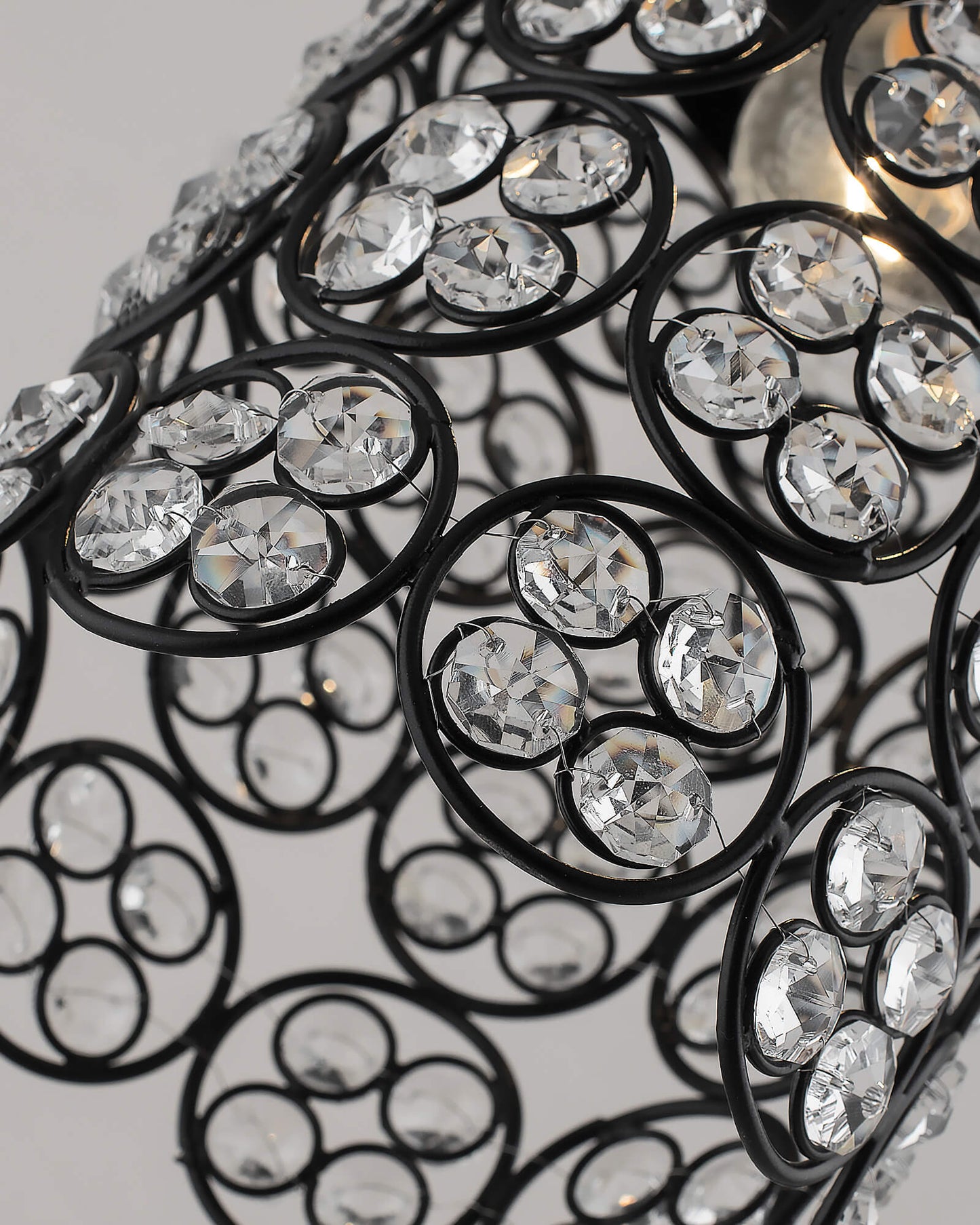 Matt Black Quad Crystal Hanging Cylinder Light, Ceiling Light, Nordic E27 Pendant, Large