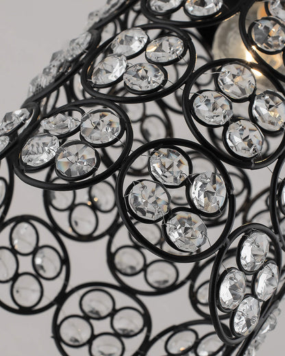 Matt Black Quad Crystal Hanging Cylinder Light, Ceiling Light, Nordic E27 Pendant, Large
