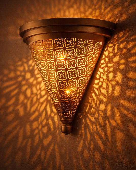 Moroccan Wall Trophy Cube Pattern Light shades, Engraved Wall Sconce Light, Antique Handmade