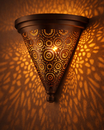 Moroccan Wall Trophy Concentric Circles Light shades, Engraved Wall Sconce Light, Antique Handmade