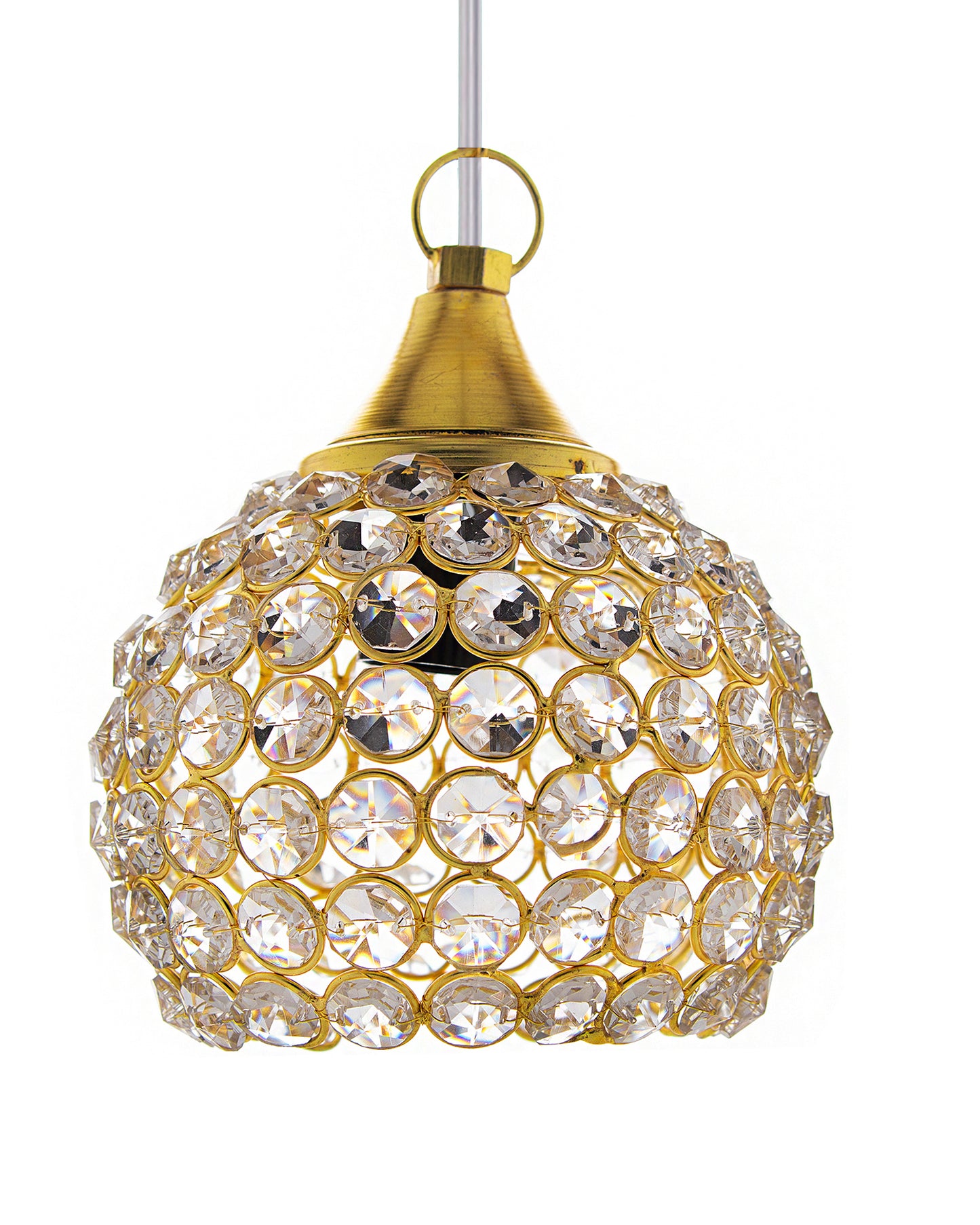 3-Lights Round Golden Cluster Chandelier Crystal Half Globe Hanging Light, E27 Holder, Decorative, URBAN Retro, Nordic Style, LED/Filament Bulb