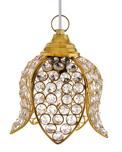 3-Lights Round Golden Cluster Chandelier Crystal Lotus Hanging Light, E27 Holder, Decorative, URBAN Retro, Nordic Style, LED/Filament Bulb