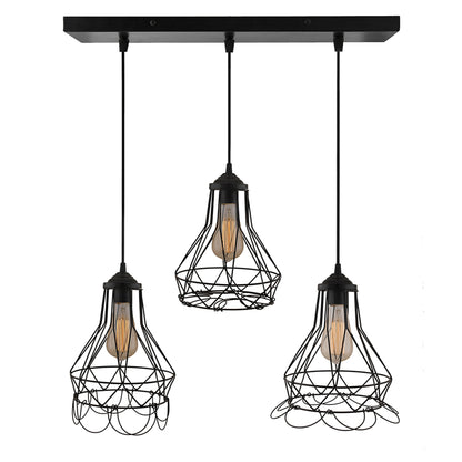 3-Lights Linear Cluster Chandelier Folding Black Diamond Hanging Pendant Light, Modern Nordic Ceiling Pendant, Bulbs Not Included