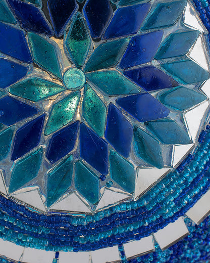 Turkish Moroccan Mosaic Blue Ceiling Hanging Light Chandelier Pendant Fixture Lantern, Handmade Glass Lamp