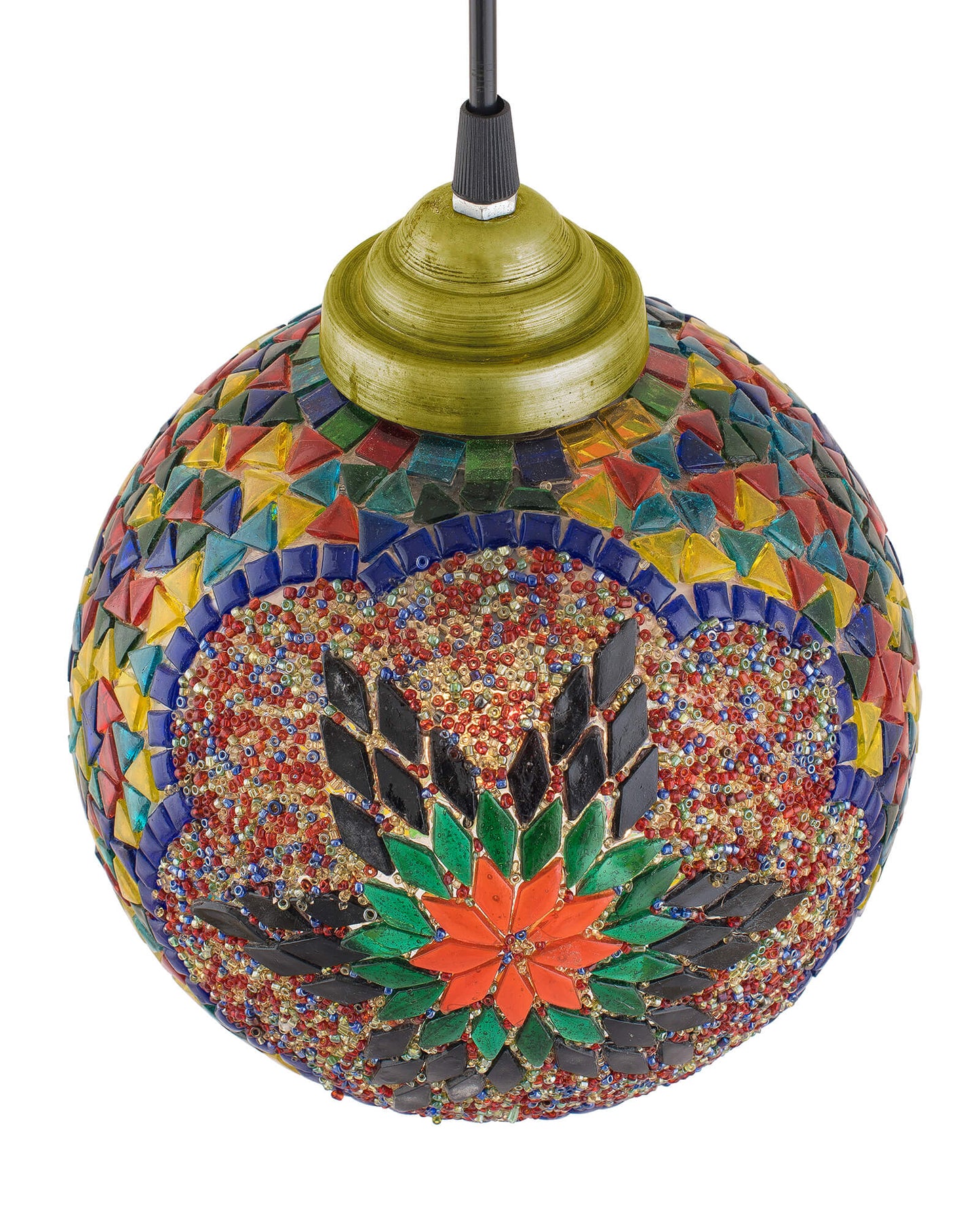 Turkish Moroccan Mosaic Blue Ceiling Hanging Light Chandelier Pendant Fixture Lantern, Handmade Glass Lamp