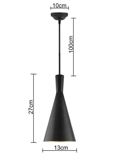 Black Metal Medium Inverted Cone Hanging Light, E26/27 Nordic pendant lamp, Modern kitchen, bedroom, living room ceiling lamp