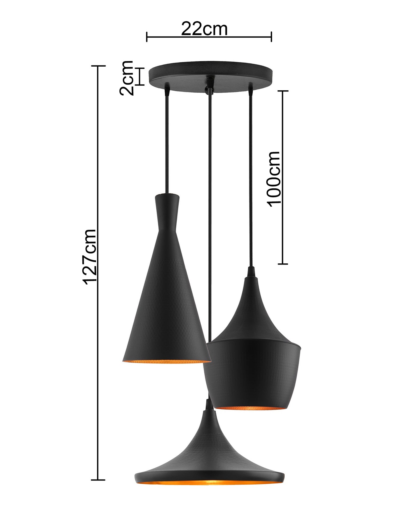 3-Lights Round Cluster Chandelier Modern Medium Tri-Nordic hanging Light, E27 Holder, Decorative, Black, URBAN Retro, Nordic Style, LED/Filament Bulb