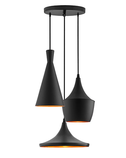 3-Lights Round Cluster Chandelier Modern Medium Tri-Nordic hanging Light, E27 Holder, Decorative, Black, URBAN Retro, Nordic Style, LED/Filament Bulb