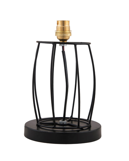 Modern Table Lamp, Metal Wire Cage Base with Long Fabric Cone Shape Lampshade for Home Office Cafe Restaurant