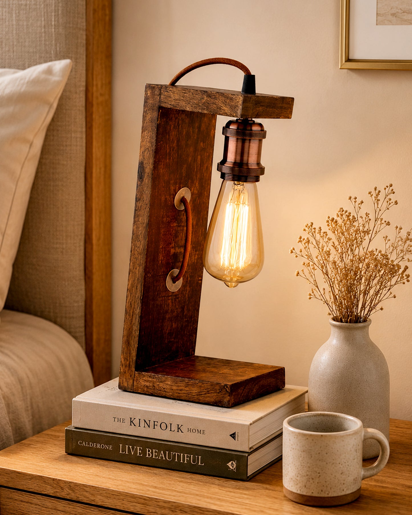 Table Wooden Lamp with Holder