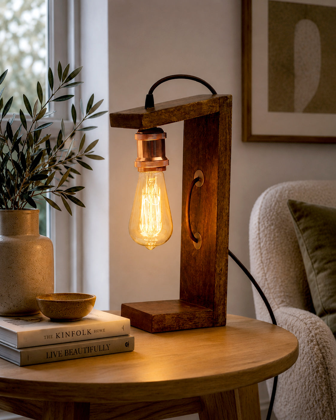 Table Wooden Lamp with Holder