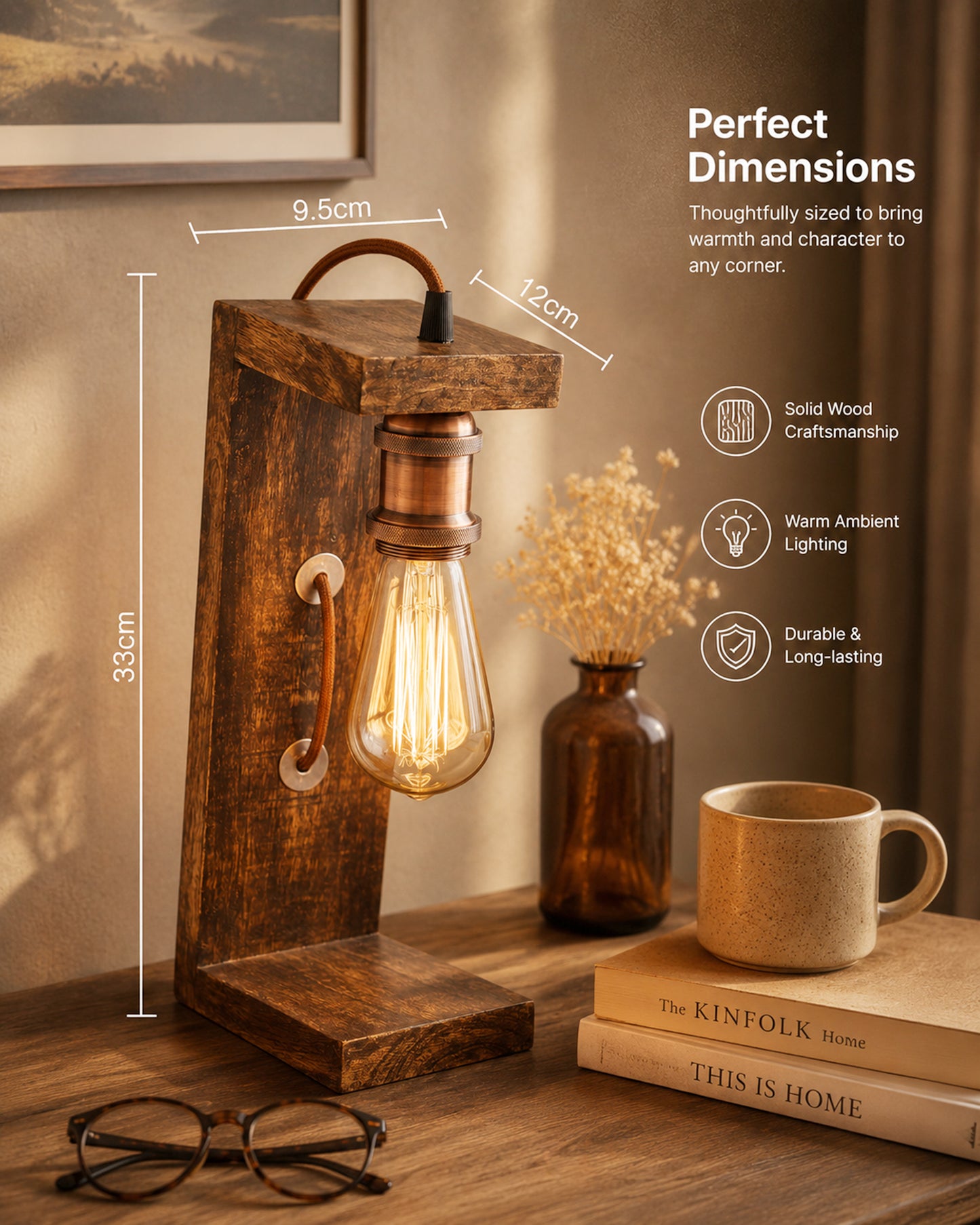 Table Wooden Lamp with Holder