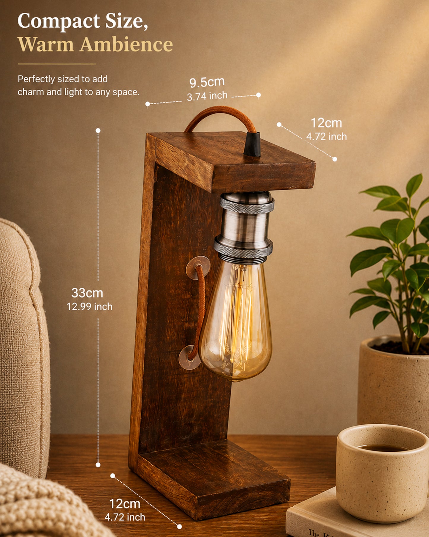 Table Wooden Lamp with Holder