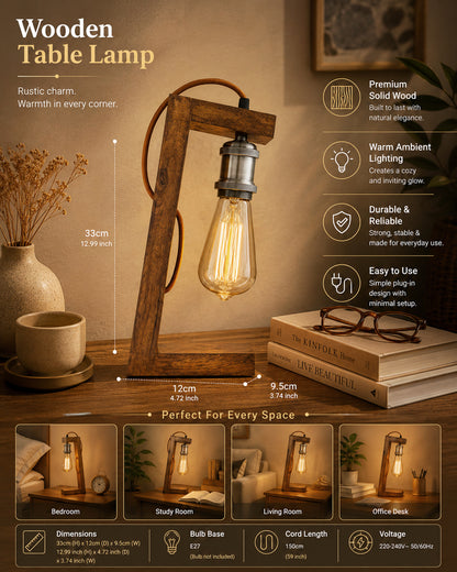 Table Wooden Lamp with Holder
