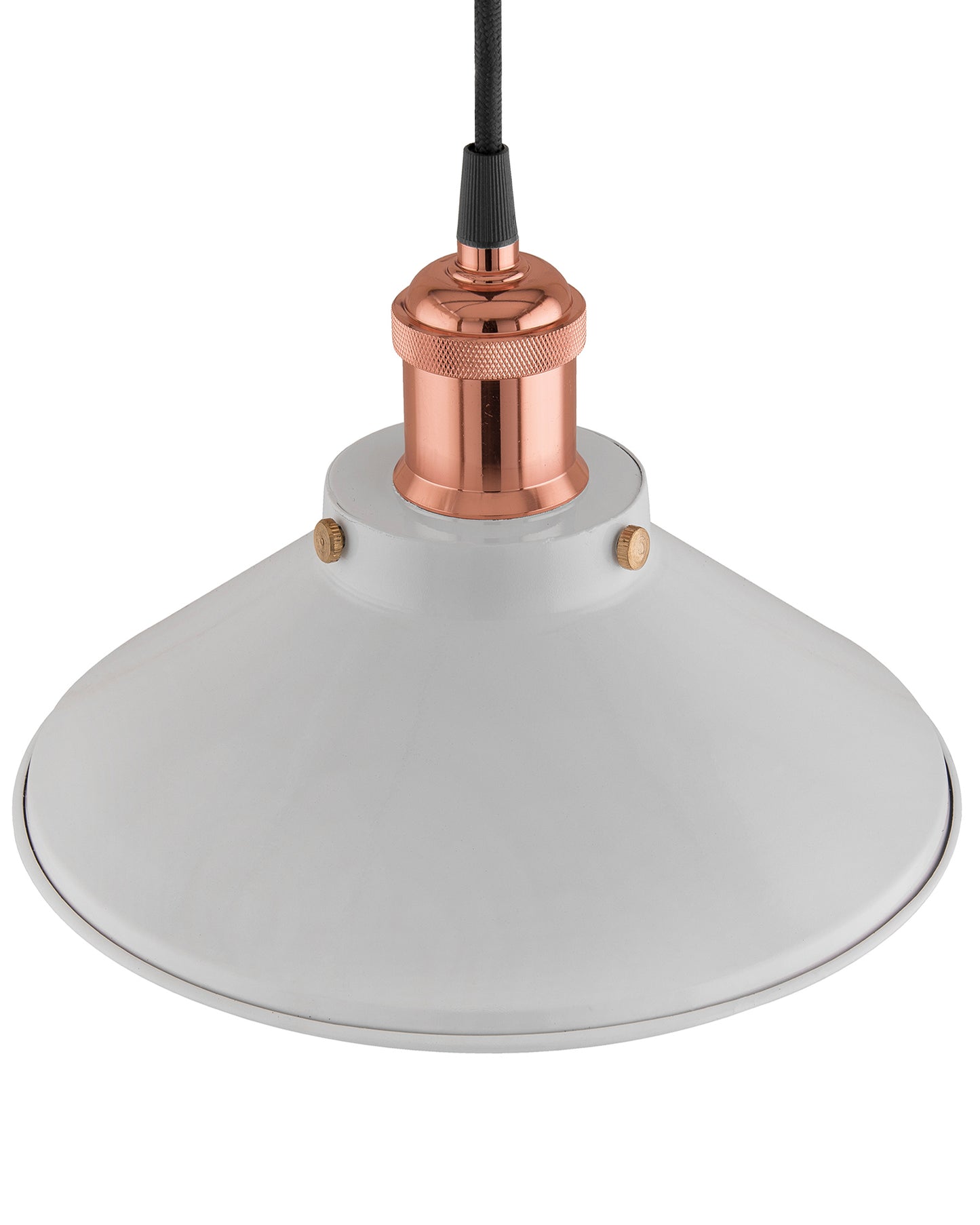 Single White Cone Pendant with Antique Holder, E27, Modern Nordic Hanging Ceiling Light (Bulb Included)