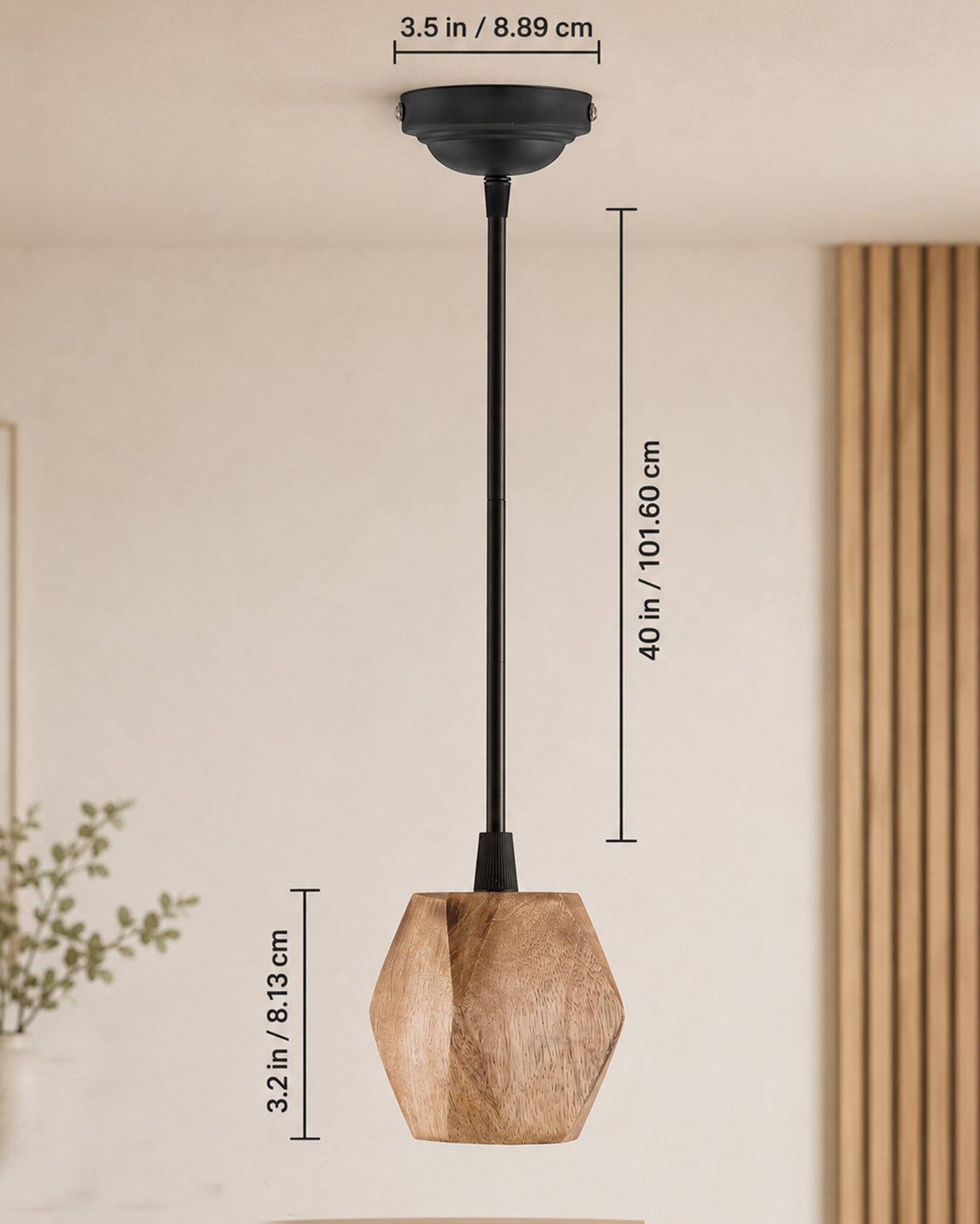 Wooden Finish Hanging Holder Lamp, Hexagon, Set of 2
