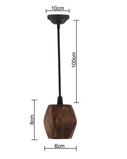 Wooden Finish Hanging Holder Lamp, Hexagon, Set of 2