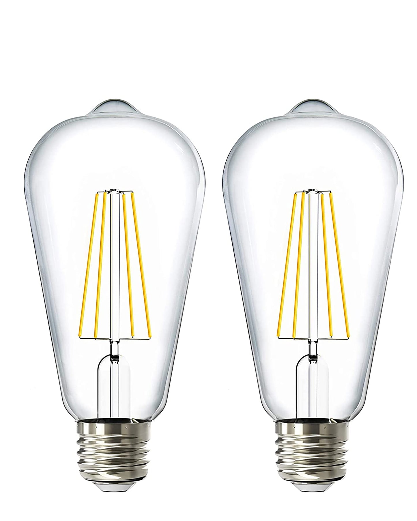ST64 Pear Shape Filament LED Bulb, 4 Watt, Industrial Decorative Vintage Light Lamp, Set of 2