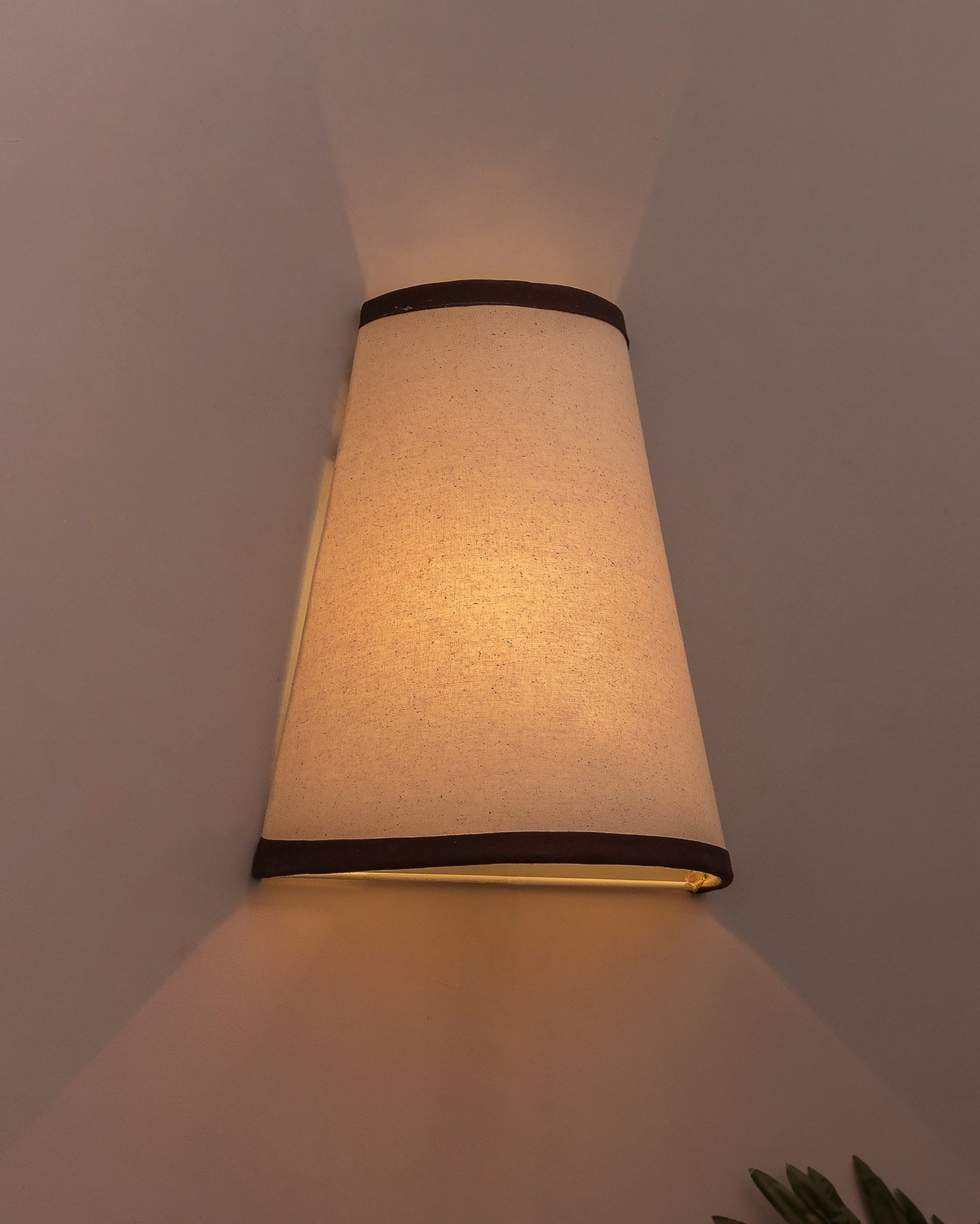 Wall Mounted Sconce Shade Lamp, Door Light E27, Khadi Fabric with Dark Brown Stripes, Cone, Modern Wall Light
