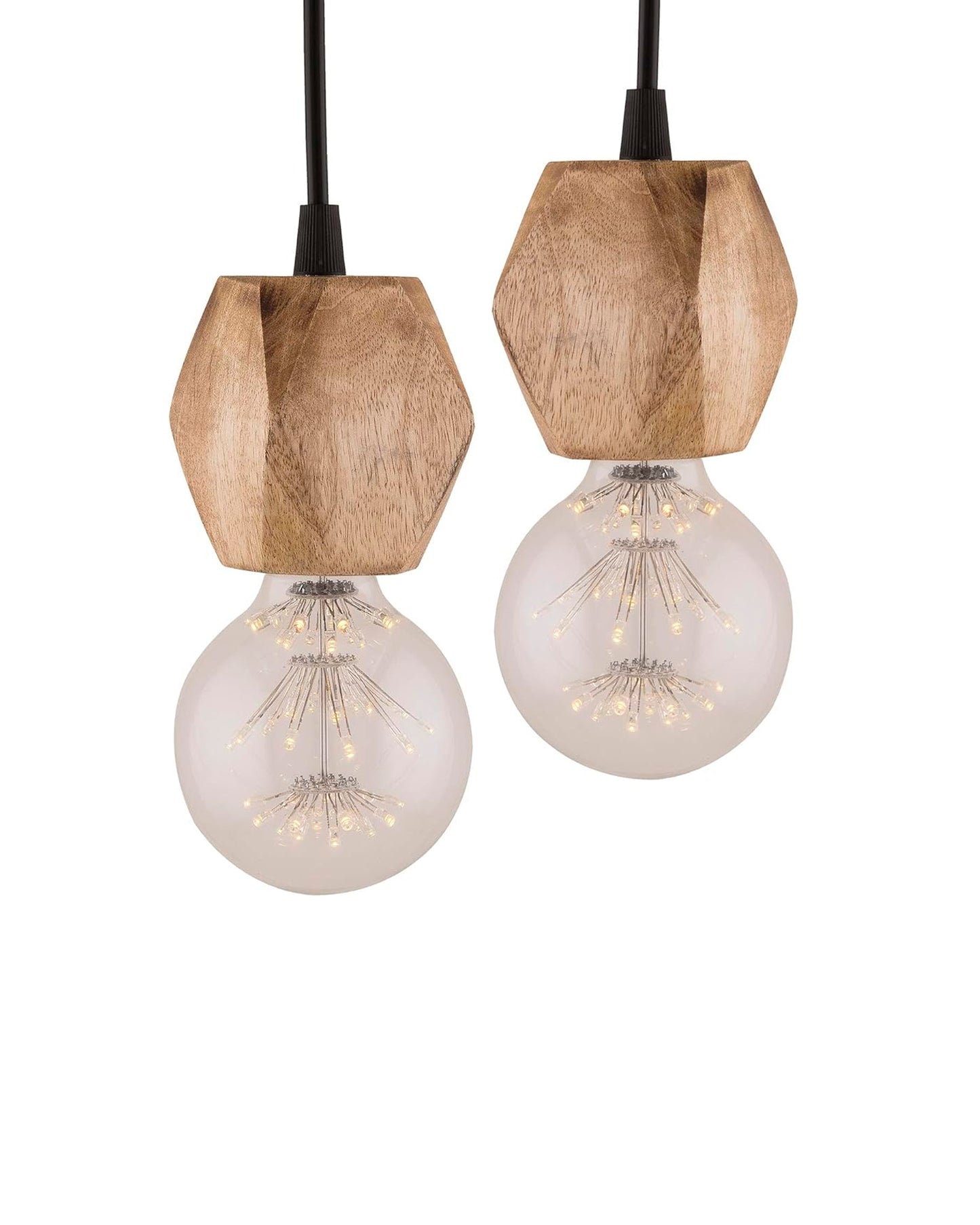 Arms Spider Chandelier Lamp, Natural Hexagon Holder, Vintage Edison Style E 27 Adjustable DIY Ceiling Pendant Light, E27 Rustic Cluster Hanging Light(1.25 M, Black Twisted Wire)