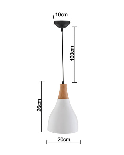 Croft Metal Wood Pendant Light, White Metal Natural Hanging Ceiling Light