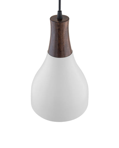 Croft Metal Wood Pendant Light, White Metal Antique Black Hanging Ceiling Light