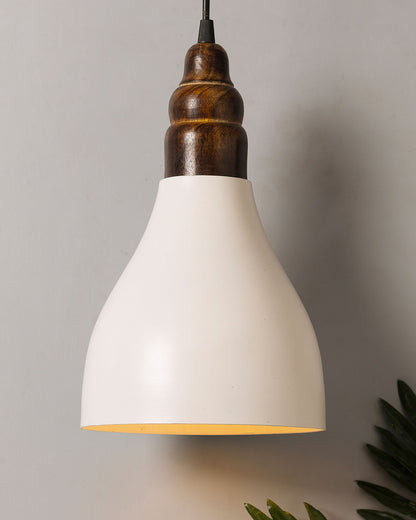 Croft Metal Wood Pendant Light, White Metal Antique Black Hanging Ceiling Light
