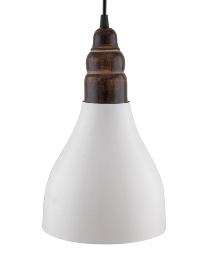 Croft Metal Wood Pendant Light, White Metal Antique Black Hanging Ceiling Light
