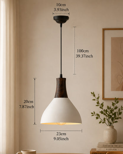 Nate Metal Wood Pendant Light, White Metal Antique Black Hanging Ceiling Light