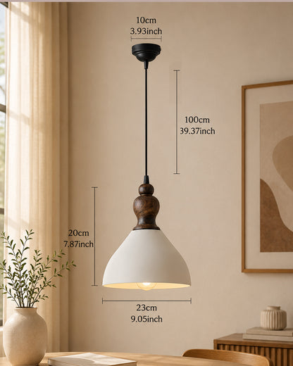 Nate Metal Wood Pendant Light, White Metal Antique Black Hanging Ceiling Light