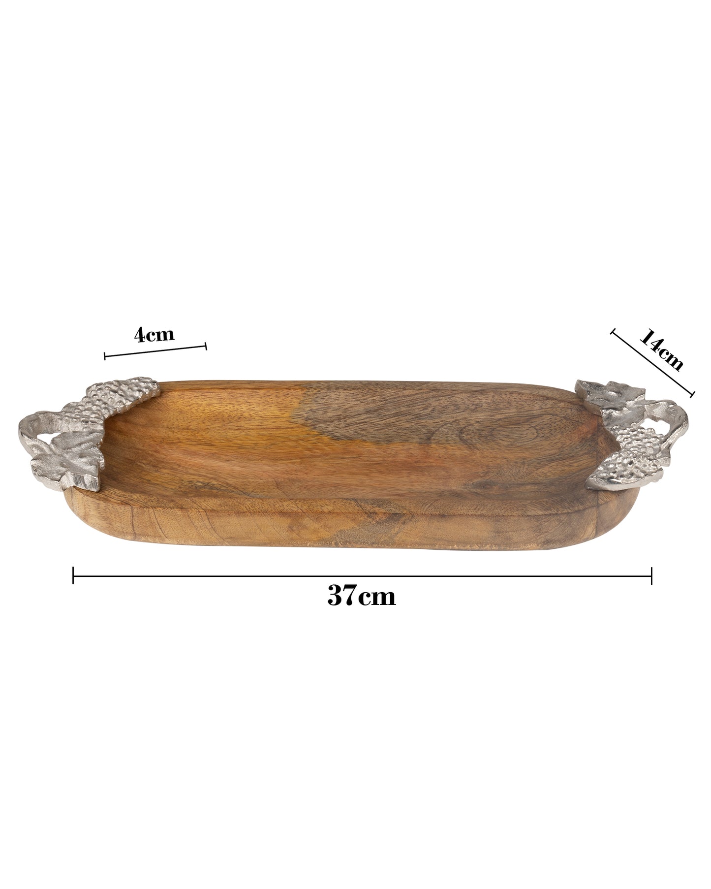 Natural Wooden small oval tray with leaf handle, serving tray, snacks and fruits