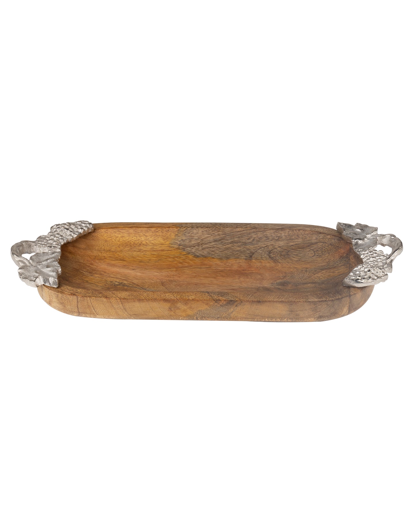 Natural Wooden small oval tray with leaf handle, serving tray, snacks and fruits