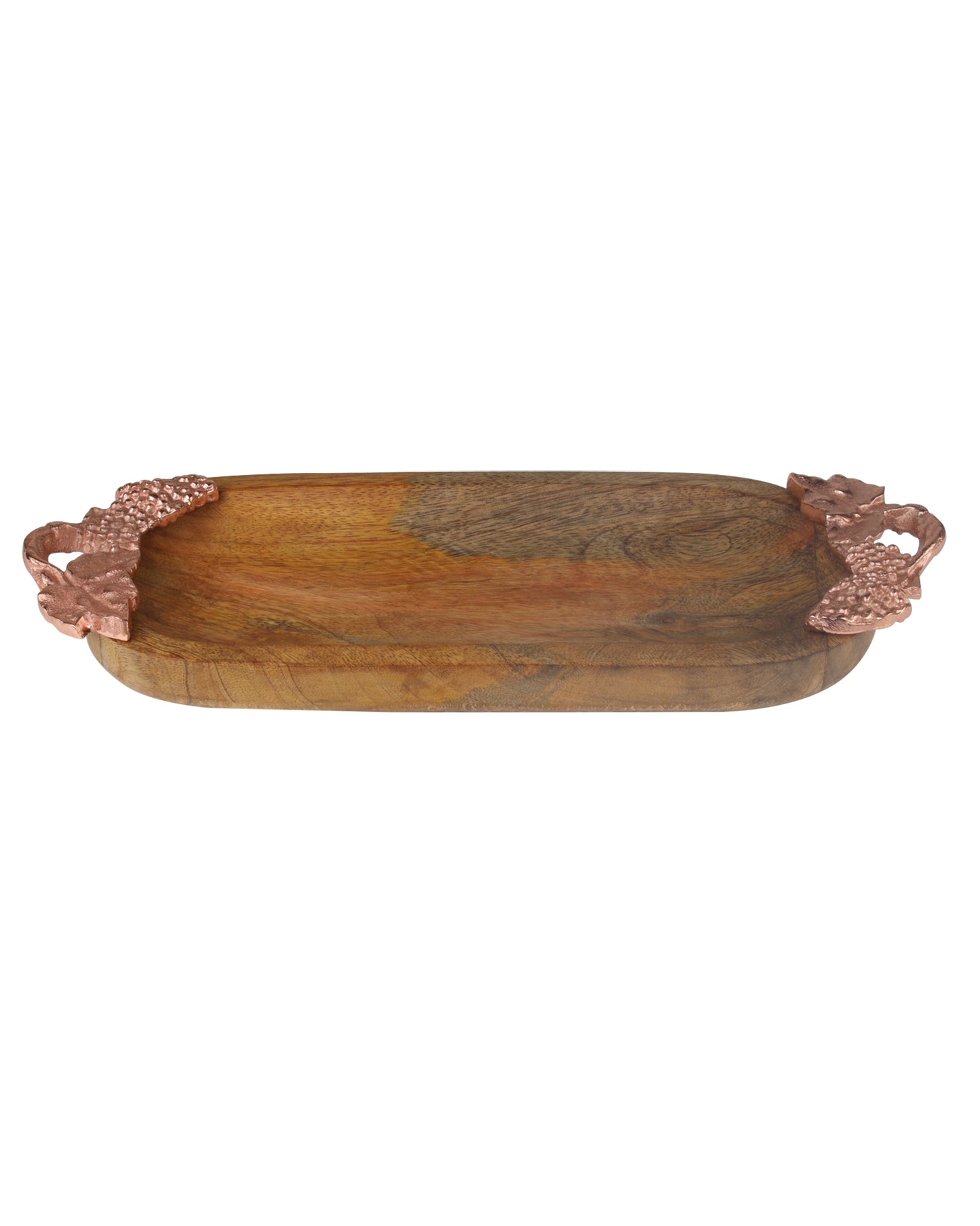 Natural Wooden small oval tray with leaf handle, serving tray, snacks and fruits