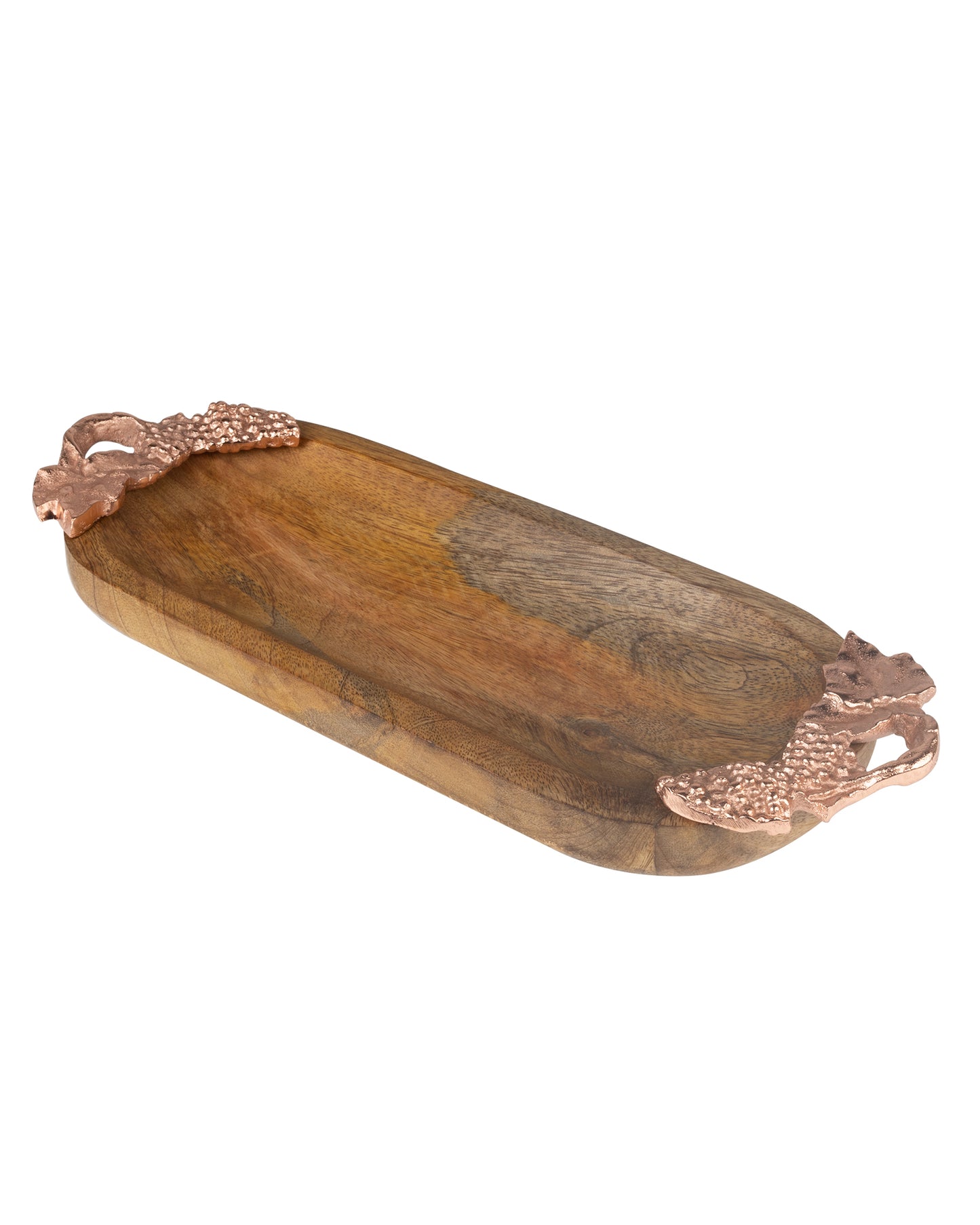 Natural Wooden small oval tray with leaf handle, serving tray, snacks and fruits
