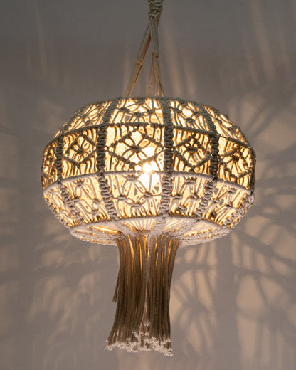Farmhouse Hand-Woven Chandelier Hanging Lamp,Boho Drum Pendant Modern Lampshade for Decor