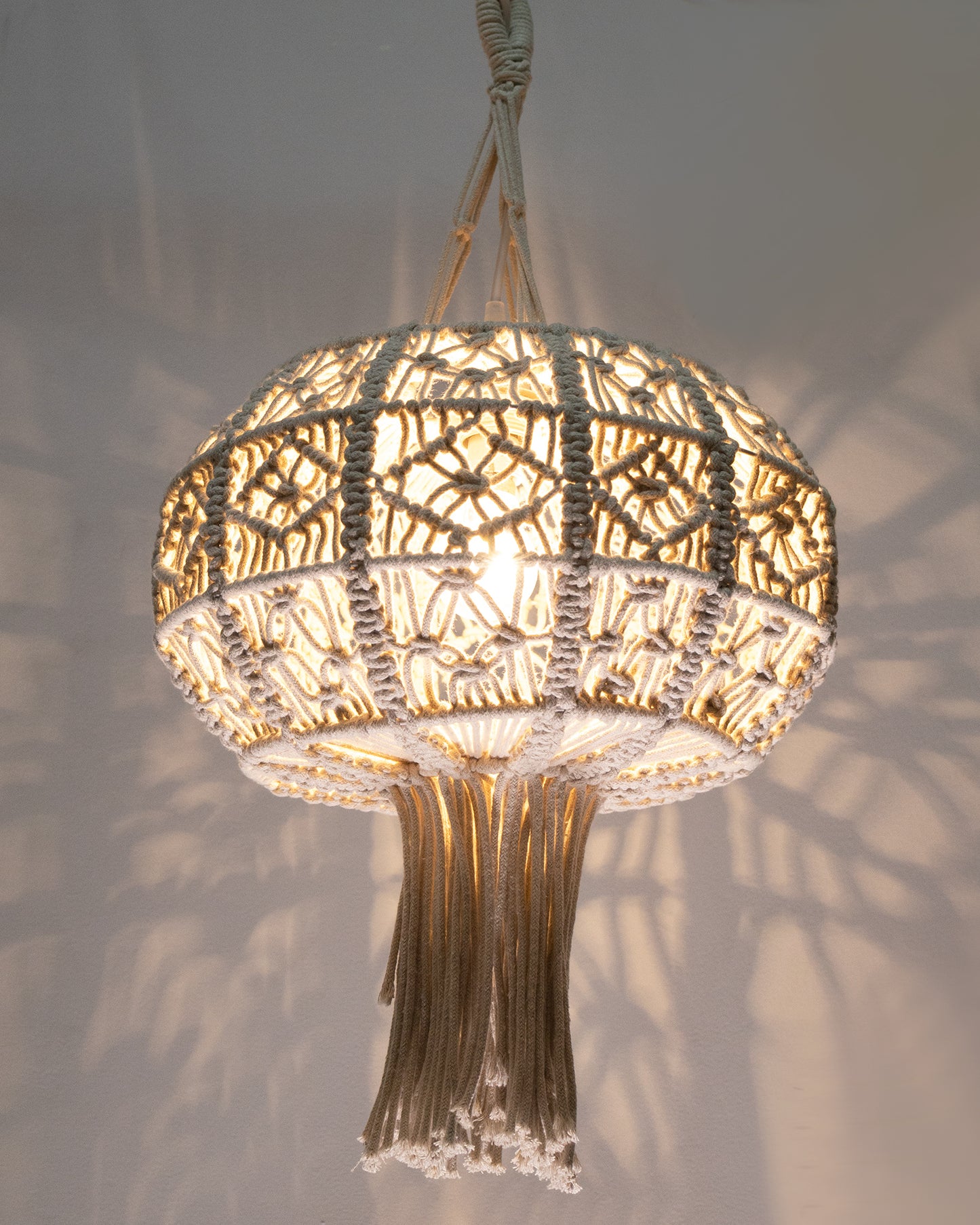 Farmhouse Hand-Woven Chandelier Hanging Lamp,Boho Drum Pendant Modern Lampshade for Decor