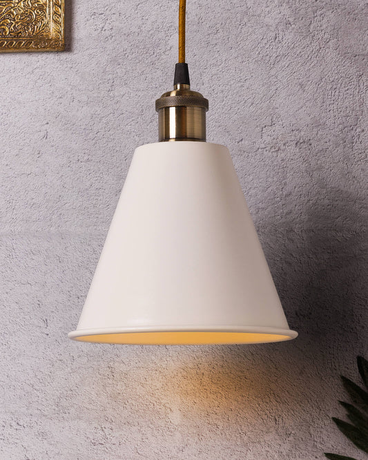 Industrial White Guard Metal Bulb Iron Cone Vintage Hanging Ceiling Pendant Light Edison filament Holder Decorative Lamp Shade, Antique Gold