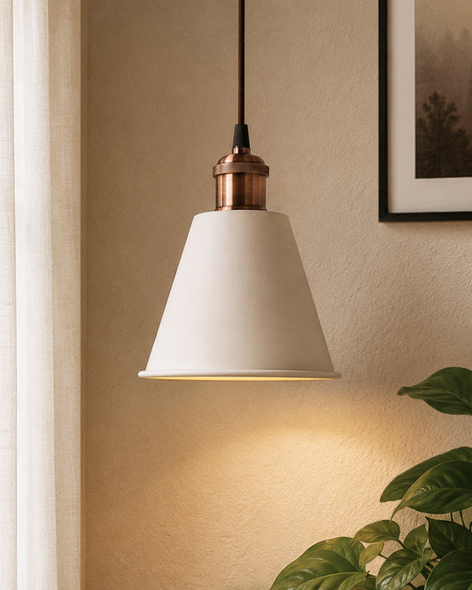 Industrial White Guard Metal Bulb Iron Cone Vintage Hanging Ceiling Pendant Light Edison filament Holder Decorative Lamp Shade, Antique Gold