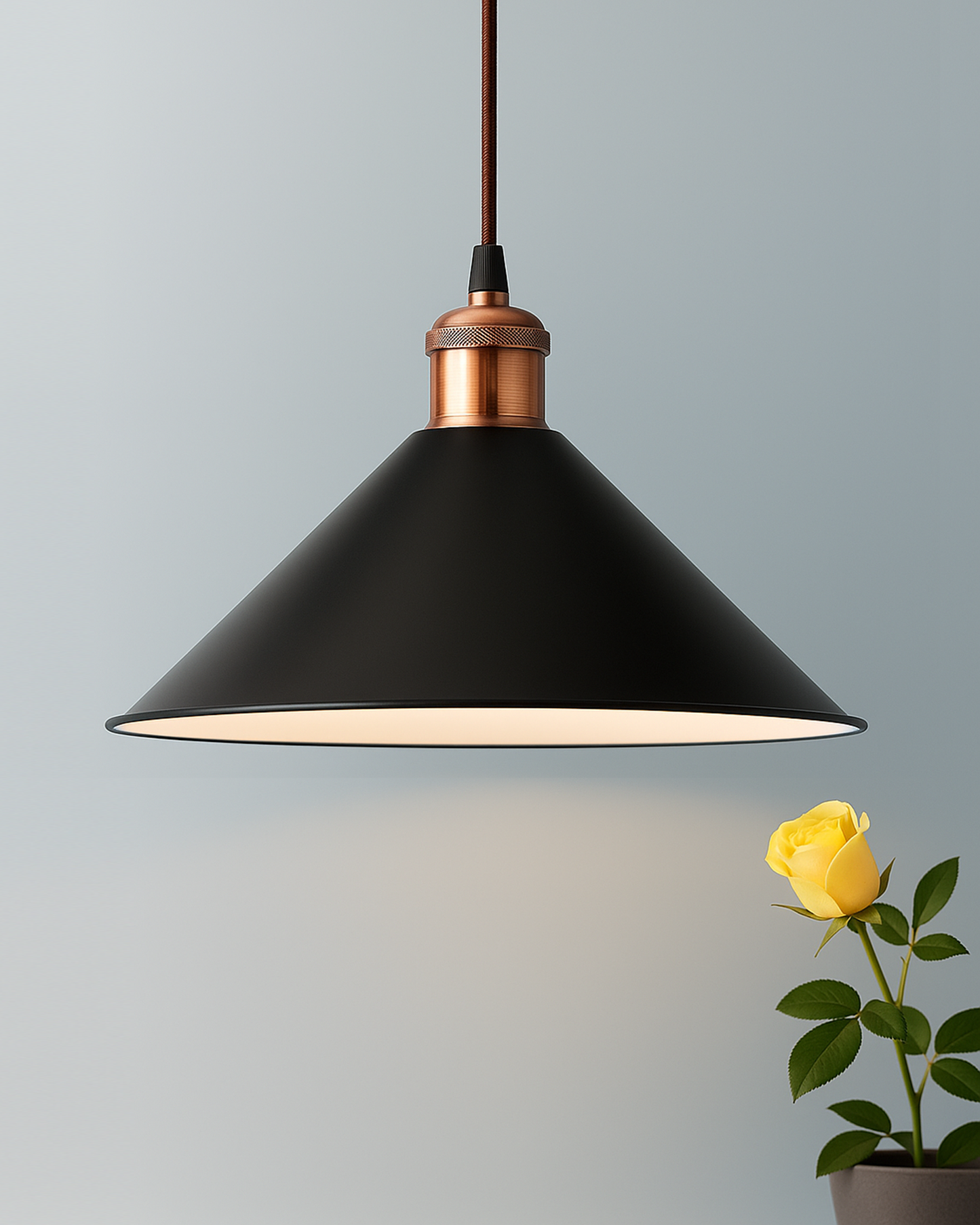 Industrial Black Barn Cone Metal Bulb Iron Cone Vintage Hanging Ceiling Pendant Light Edison filament Holder Decorative Lamp Shade, Antique Gold