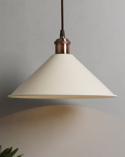 Industrial White Barn Cone Metal Bulb Iron Cone Vintage Hanging Ceiling Pendant Light Edison filament Holder Decorative Lamp Shade, Antique Gold