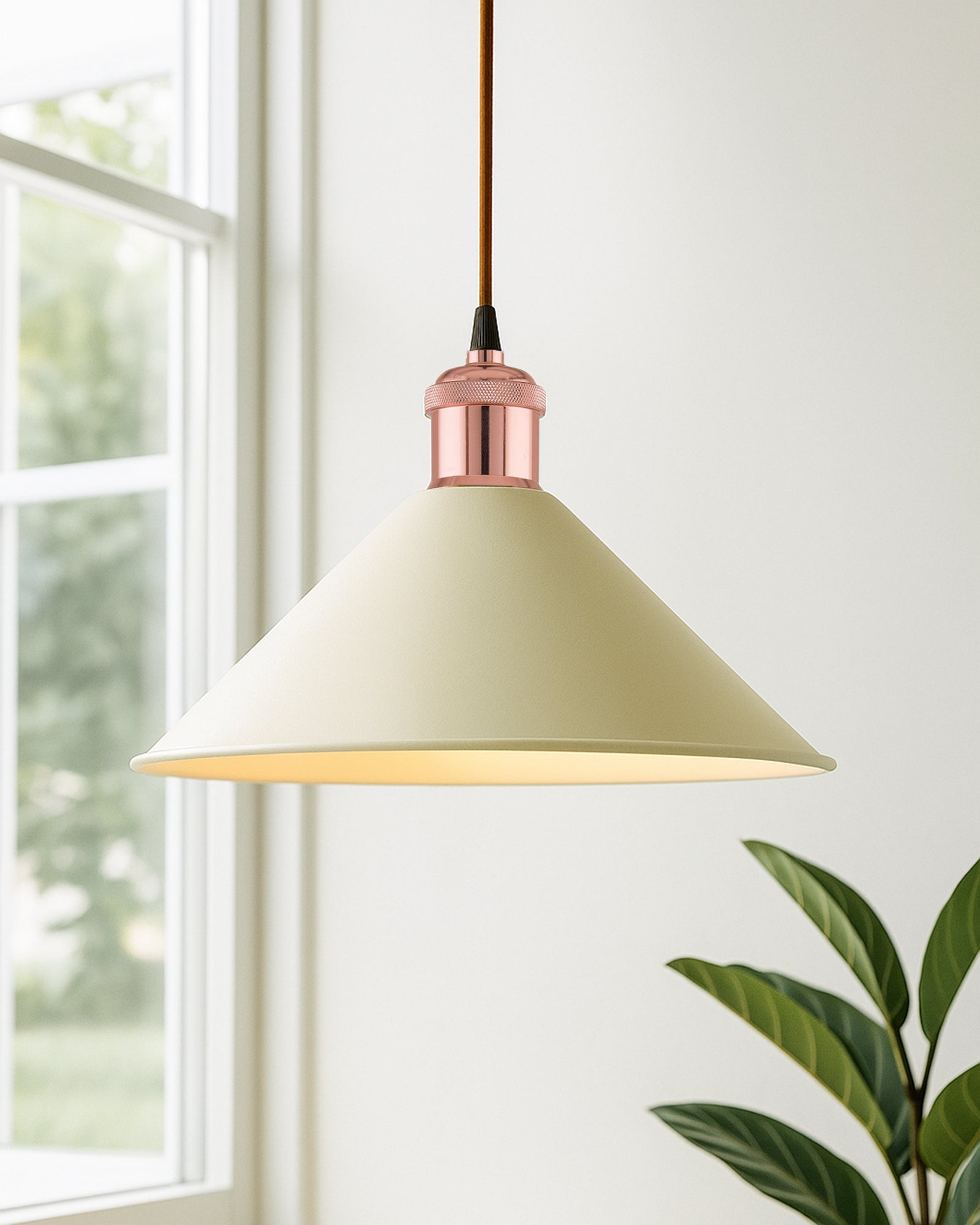 Industrial White Barn Cone Metal Bulb Iron Cone Vintage Hanging Ceiling  Pendant Light Edison filament Holder Decorative Lamp Shade, Antique Gold