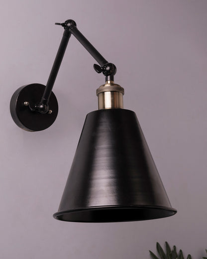 Edison Black 360 Guard Shade Wall Lamp, Vintage Industrial Loft, E27 Holder, Decorative, Swing Wall Light, Triple movement