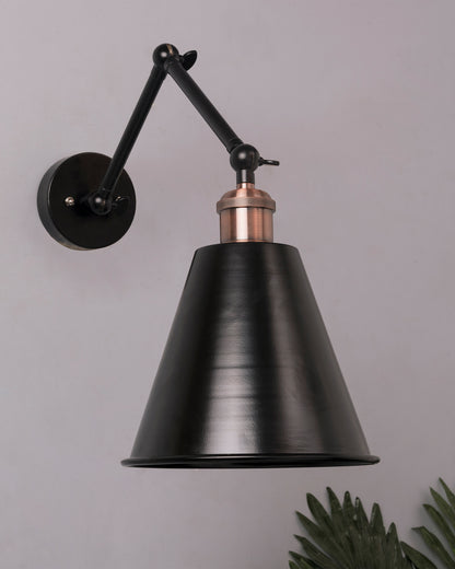 Edison Black 360 Guard Shade Wall Lamp, Vintage Industrial Loft, E27 Holder, Decorative, Swing Wall Light, Triple movement