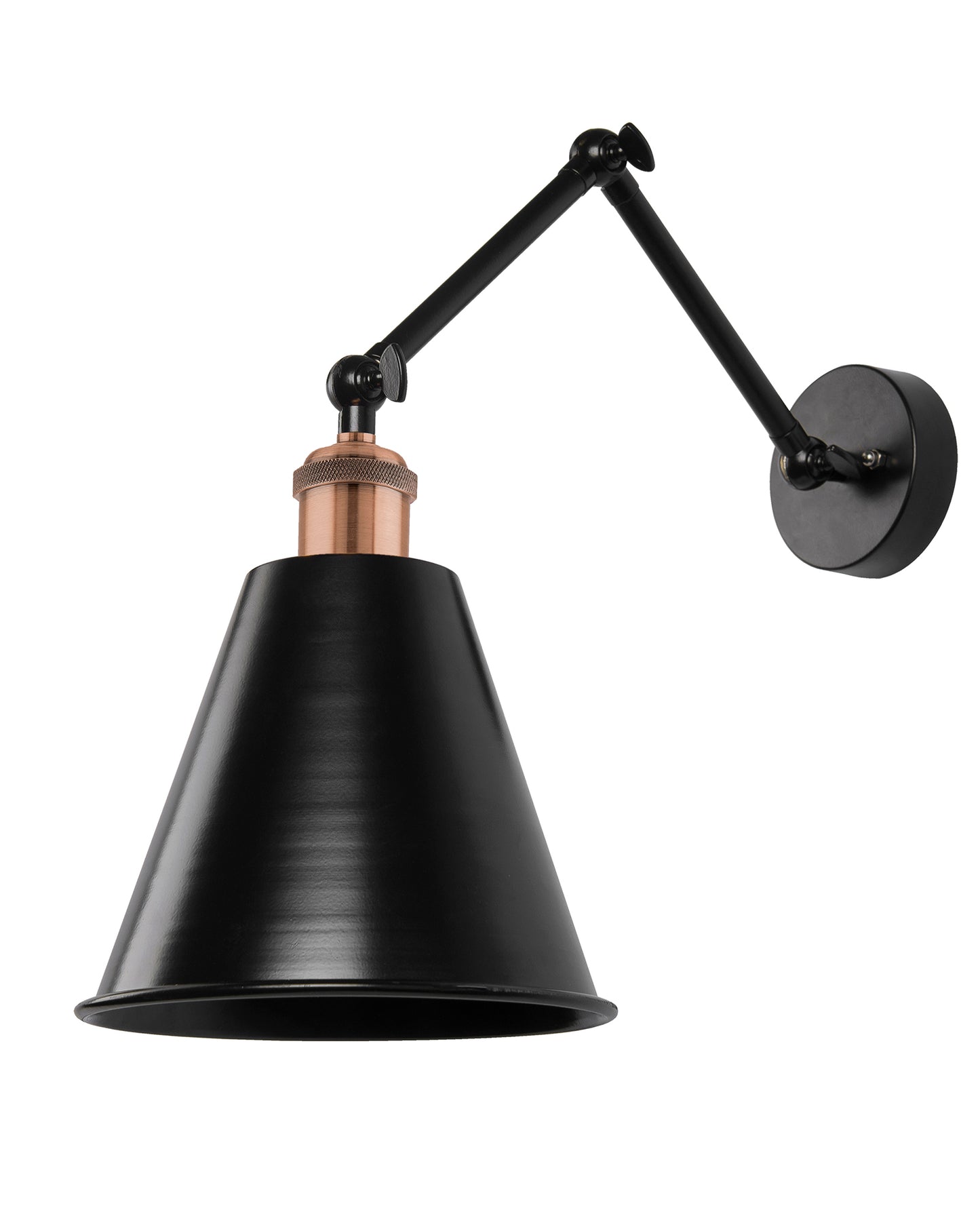 Edison Black 360 Guard Shade Wall Lamp, Vintage Industrial Loft, E27 Holder, Decorative, Swing Wall Light, Triple movement
