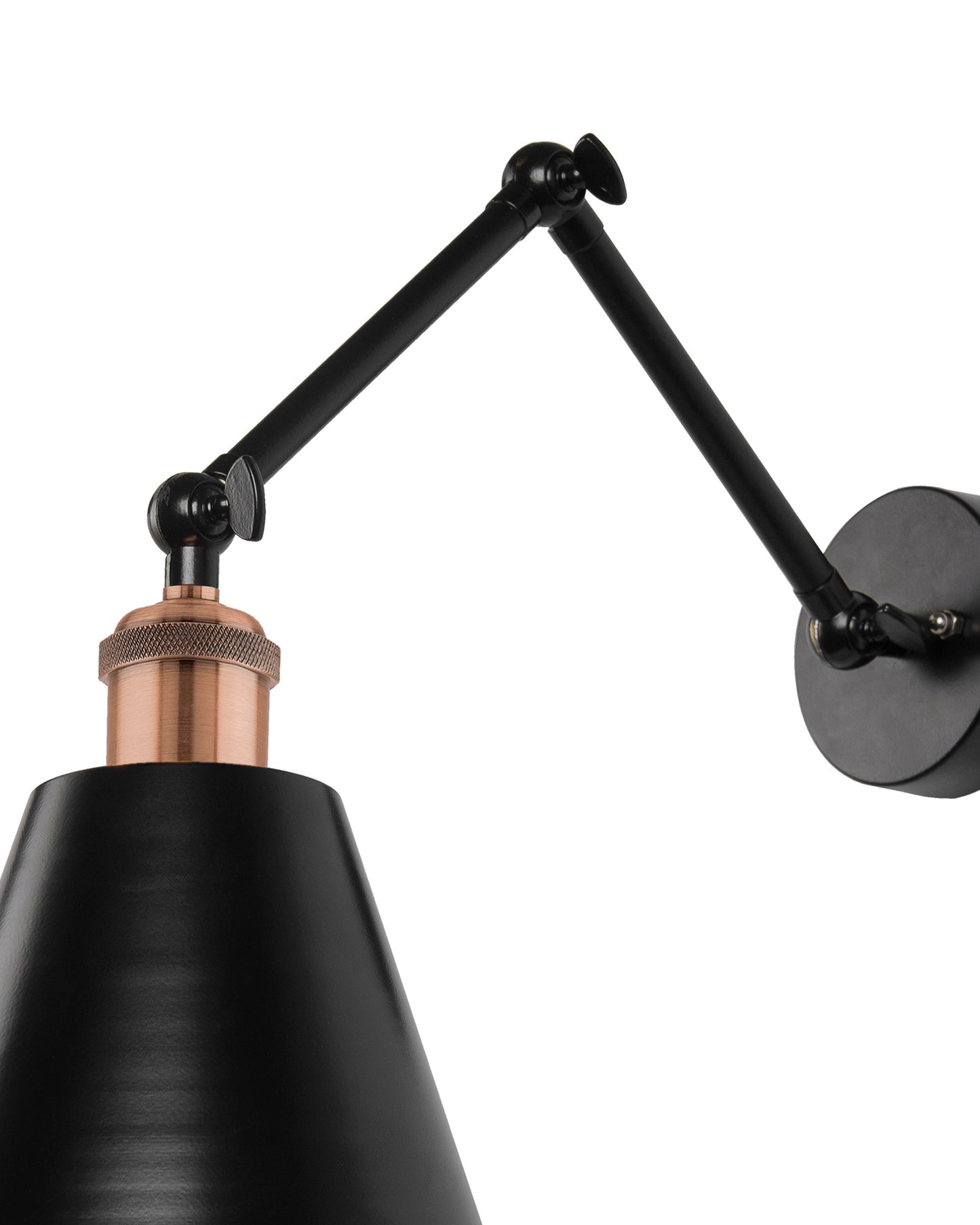 Edison Black 360 Guard Shade Wall Lamp, Vintage Industrial Loft, E27 Holder, Decorative, Swing Wall Light, Triple movement