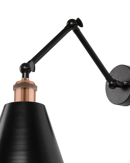 Edison Black 360 Guard Shade Wall Lamp, Vintage Industrial Loft, E27 Holder, Decorative, Swing Wall Light, Triple movement