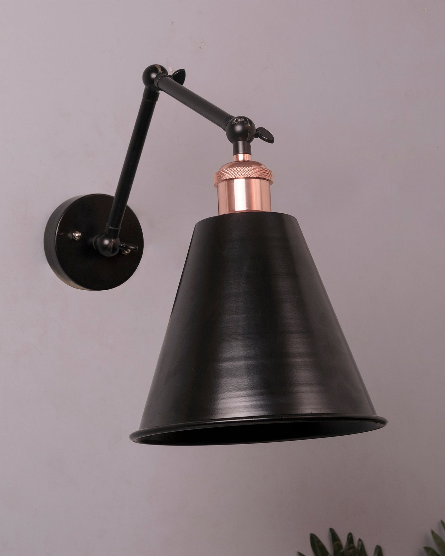 Edison Black 360 Guard Shade Wall Lamp, Vintage Industrial Loft, E27 Holder, Decorative, Swing Wall Light, Triple movement